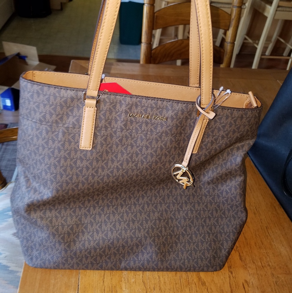 NWT MICHAEL KORS MORGAN BROWN LARGE TOTE
